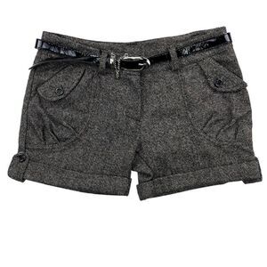 Pre-Loved Women Wool Shorts Gray Brown Fashion Belted Bottom 1Adeinital US S
